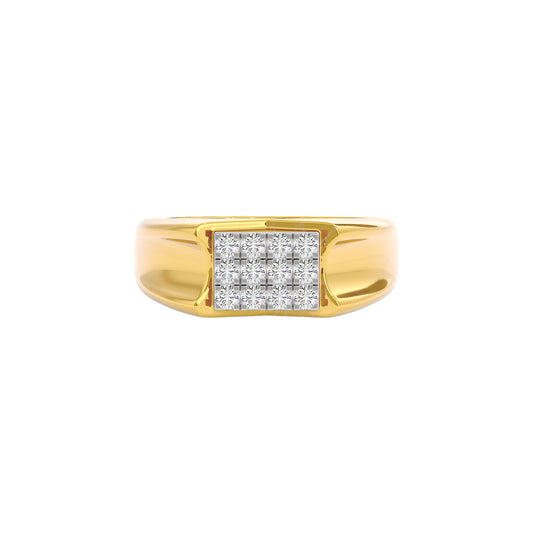Flush Set Diamond Mens Ring 18 KT / Yellow Gold / 22