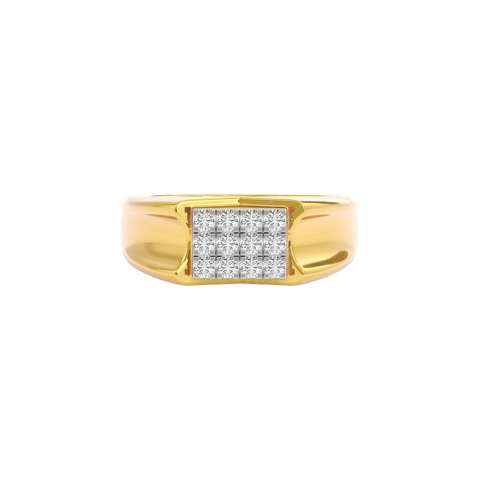 Flush Set Diamond Mens Ring 18 KT / Yellow Gold / 22