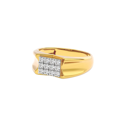 Flush Set Diamond Mens Ring 18 KT / Yellow Gold / 22