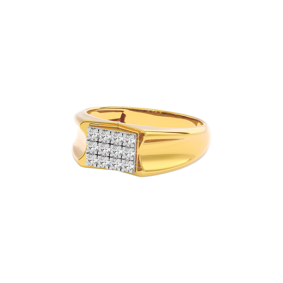 Flush Set Diamond Mens Ring 18 KT / Yellow Gold / 22