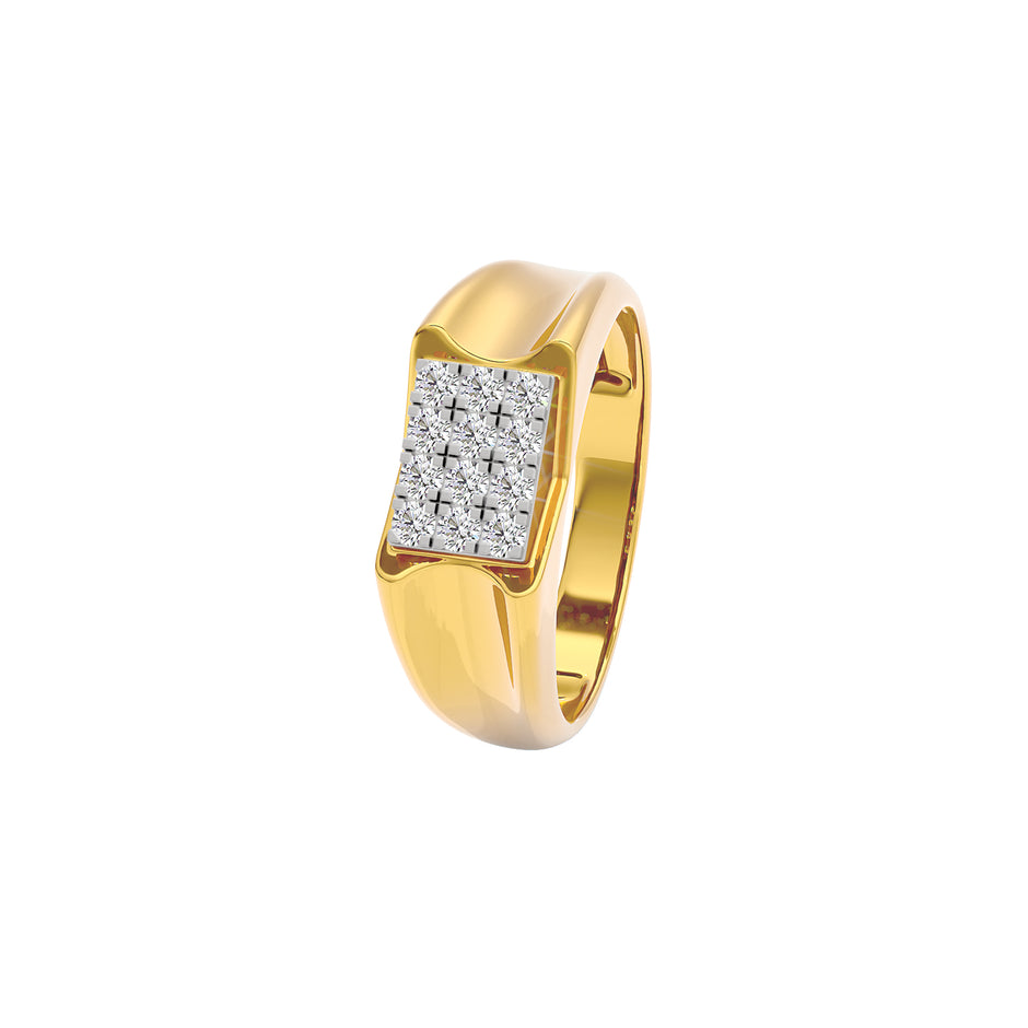Flush Set Diamond Mens Ring 18 KT / Yellow Gold / 22