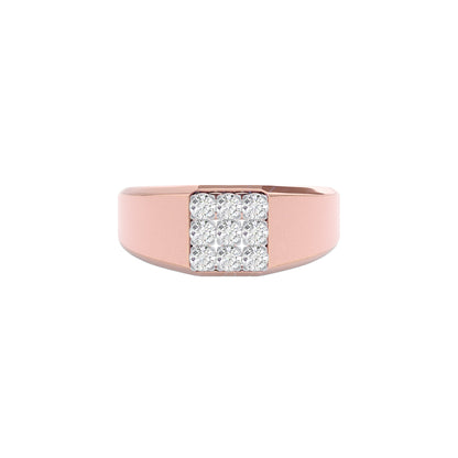 Honeycomb Crystal Diamond Mens Ring 18 KT / Rose Gold / 22