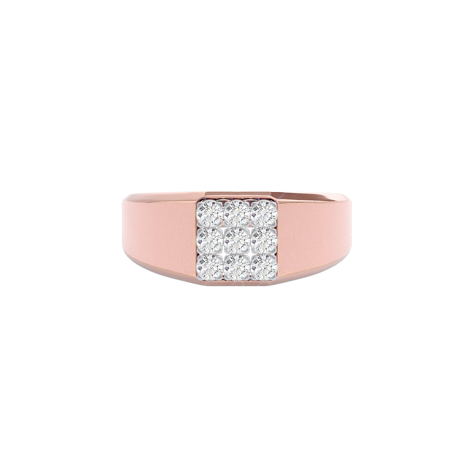Honeycomb Crystal Diamond Mens Ring 18 KT / Rose Gold / 22
