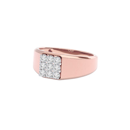 Honeycomb Crystal Diamond Mens Ring 18 KT / Rose Gold / 22