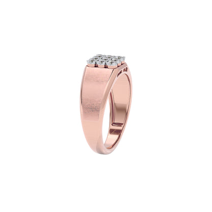 Honeycomb Crystal Diamond Mens Ring 18 KT / Rose Gold / 22