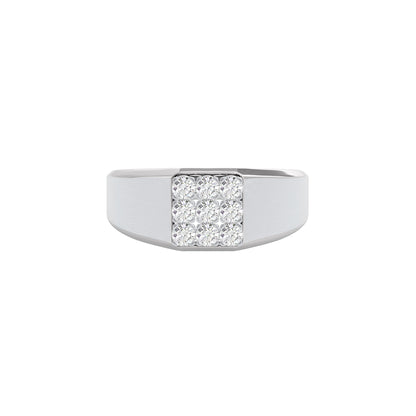 Honeycomb Crystal Diamond Mens Ring 18 KT / White Gold / 22