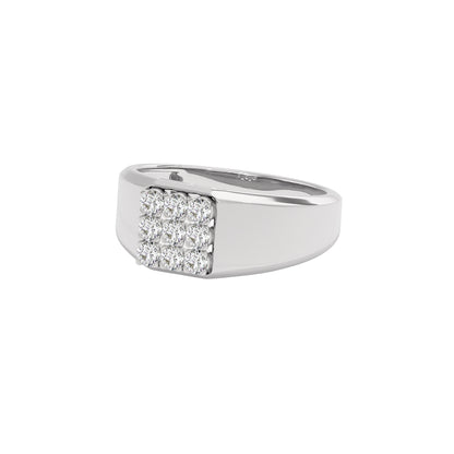 Honeycomb Crystal Diamond Mens Ring 18 KT / White Gold / 22