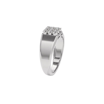 Honeycomb Crystal Diamond Mens Ring 18 KT / White Gold / 22