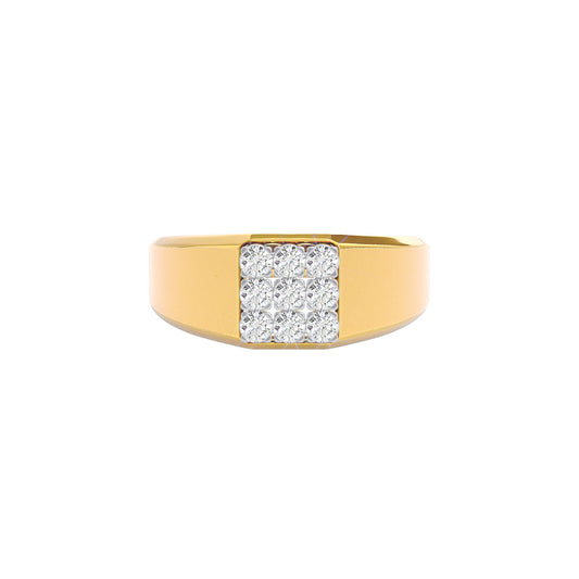 Honeycomb Crystal Diamond Mens Ring 18 KT / Yellow Gold / 22