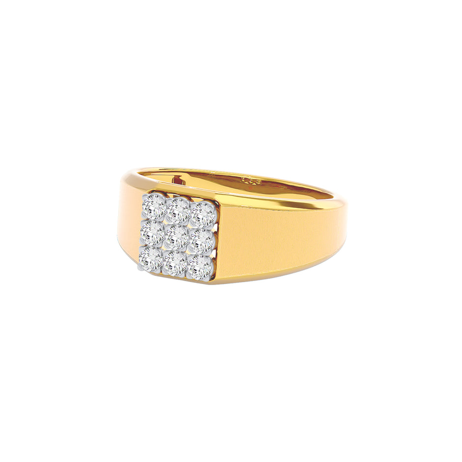 Honeycomb Crystal Diamond Mens Ring 18 KT / Yellow Gold / 22