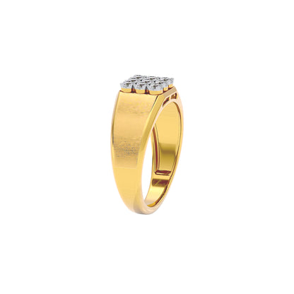 Honeycomb Crystal Diamond Mens Ring 18 KT / Yellow Gold / 22