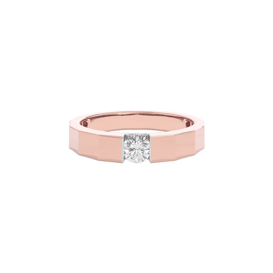 Desert Quartz Diamond Mens Ring 18 KT / Rose Gold / 22