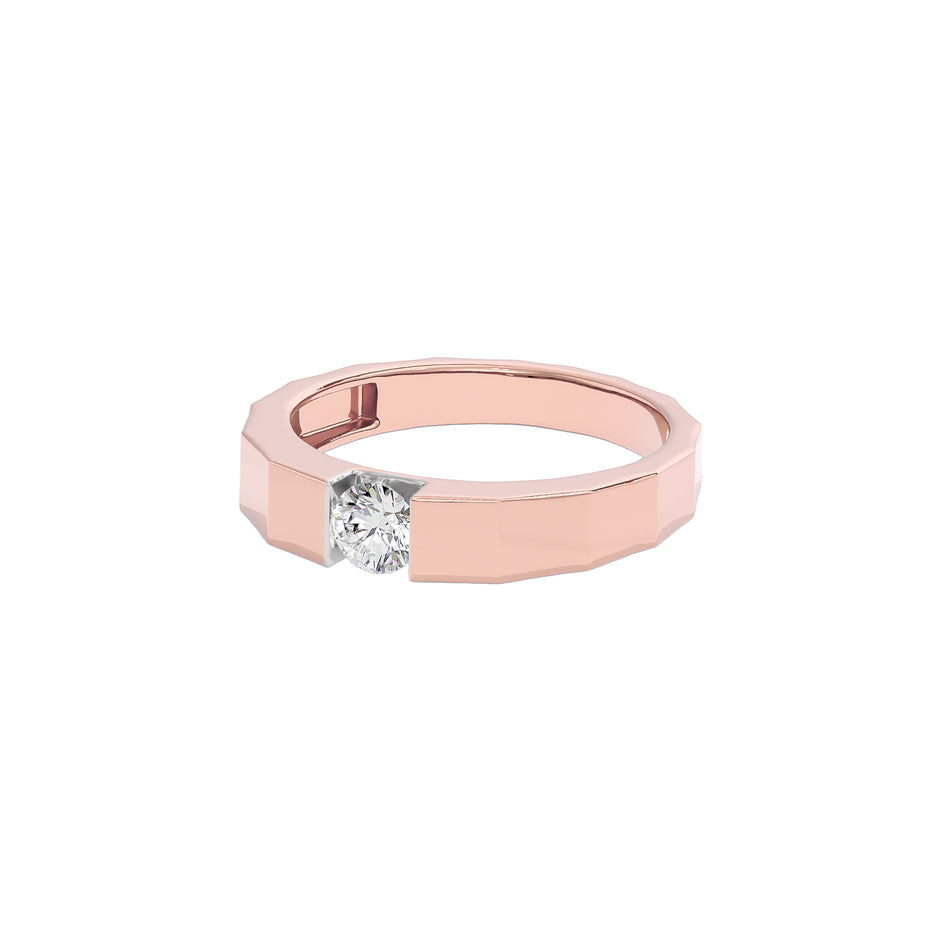 Desert Quartz Diamond Mens Ring 18 KT / Rose Gold / 22