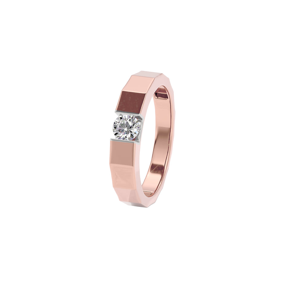 Desert Quartz Diamond Mens Ring 18 KT / Rose Gold / 22