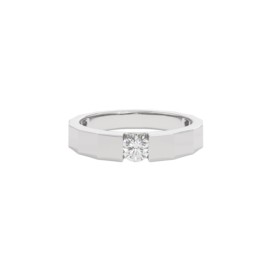 Desert Quartz Diamond Mens Ring 18 KT / White Gold / 22