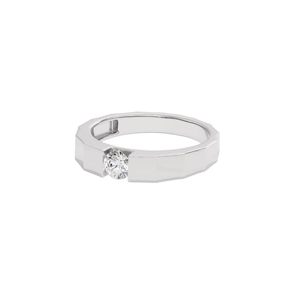 Desert Quartz Diamond Mens Ring 18 KT / White Gold / 22