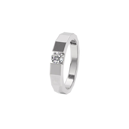Desert Quartz Diamond Mens Ring 18 KT / White Gold / 22