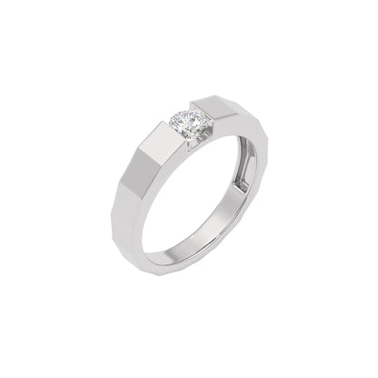 Desert Quartz Diamond Mens Ring 18 KT / White Gold / 22