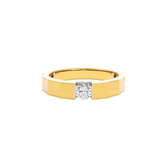 Desert Quartz Diamond Mens Ring 18 KT / Yellow Gold / 22