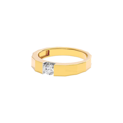 Desert Quartz Diamond Mens Ring 18 KT / Yellow Gold / 22