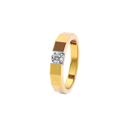 Desert Quartz Diamond Mens Ring 18 KT / Yellow Gold / 22