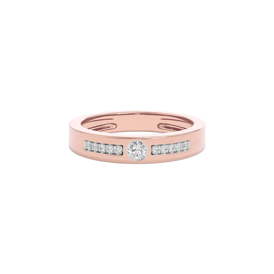 Channel Set Diamond Mens Ring 18 KT / Rose Gold / 22