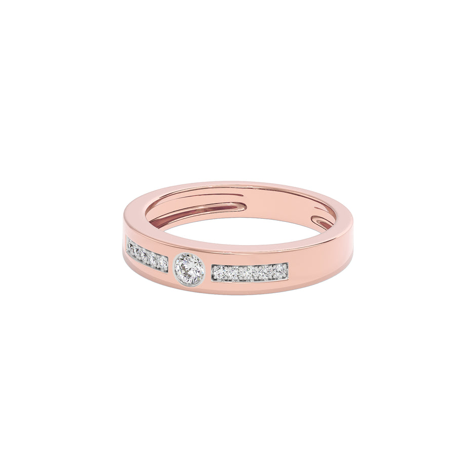 Channel Set Diamond Mens Ring 18 KT / Rose Gold / 22