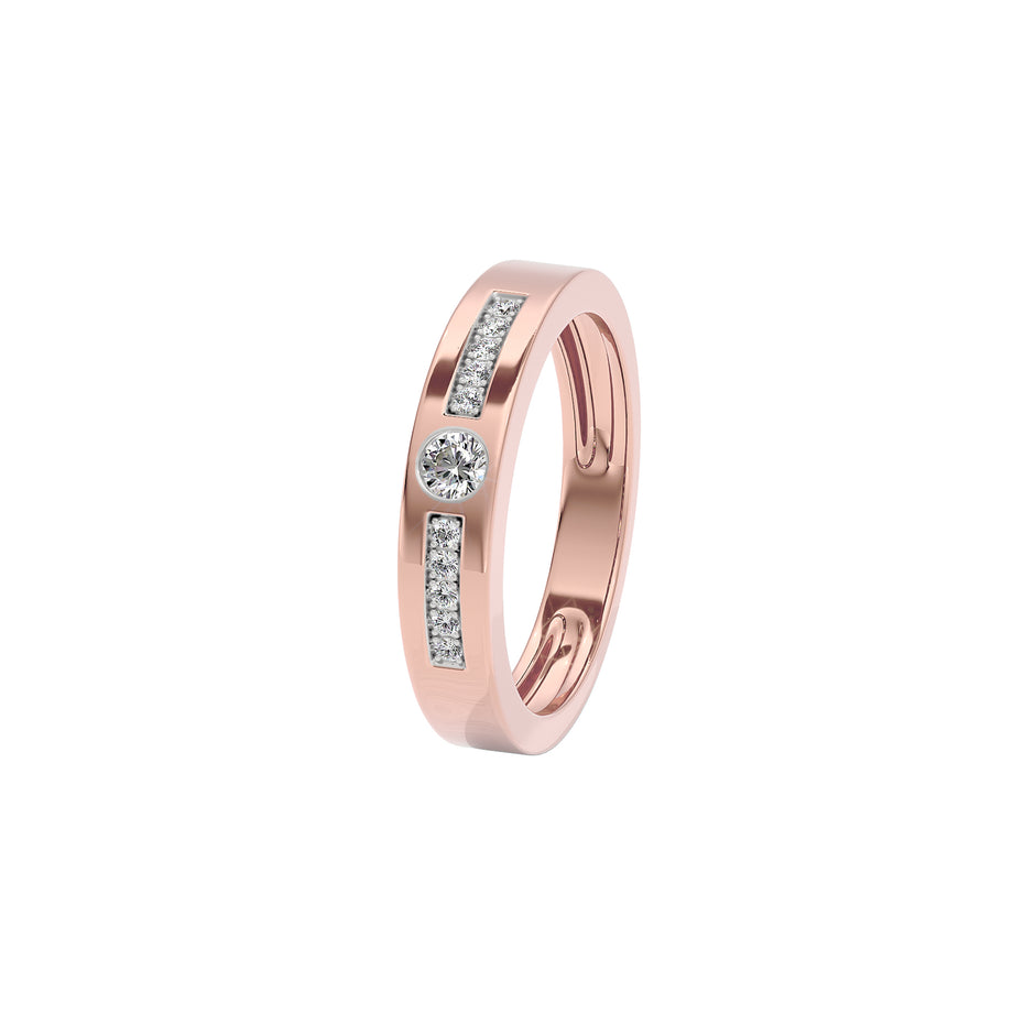Channel Set Diamond Mens Ring 18 KT / Rose Gold / 22
