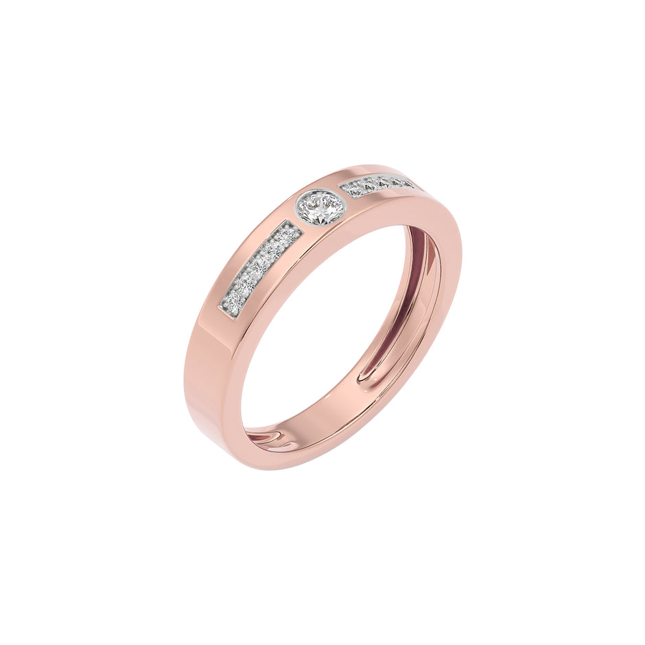 Channel Set Diamond Mens Ring 18 KT / Rose Gold / 22