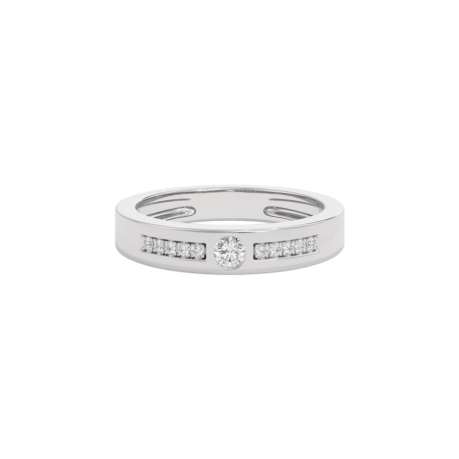 Channel Set Diamond Mens Ring 18 KT / White Gold / 22