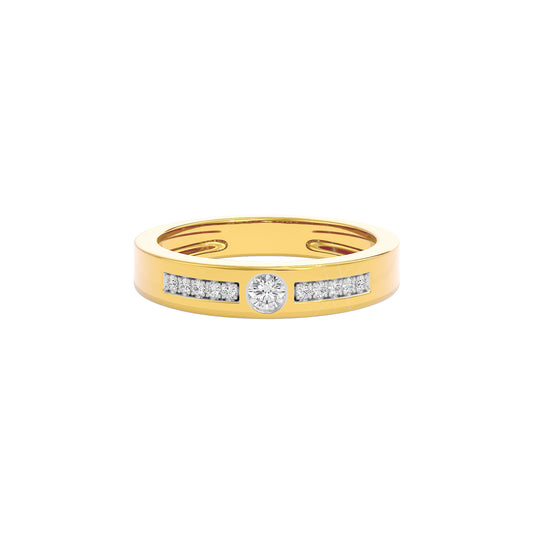 Channel Set Diamond Mens Ring 18 KT / Yellow Gold / 22