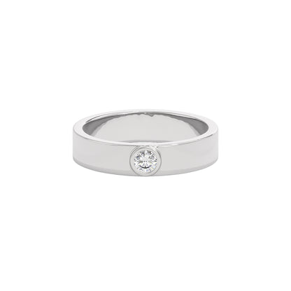 Linear Valve Diamond Mens Ring 18 KT / White Gold / 22