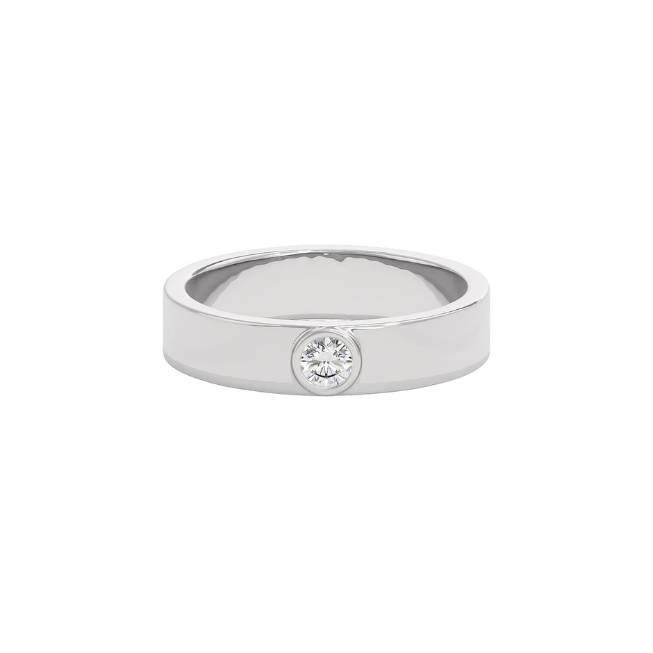Linear Valve Diamond Mens Ring 18 KT / White Gold / 22
