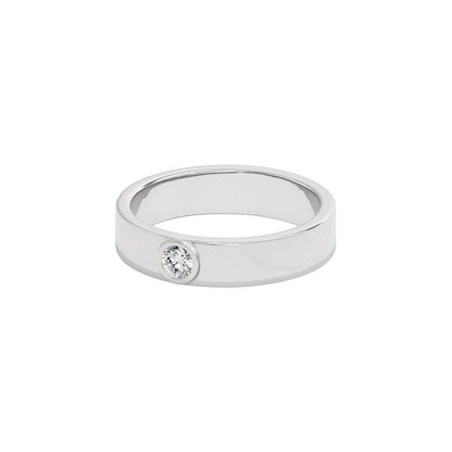 Linear Valve Diamond Mens Ring 18 KT / White Gold / 22