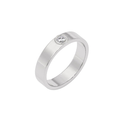 Linear Valve Diamond Mens Ring 18 KT / White Gold / 22