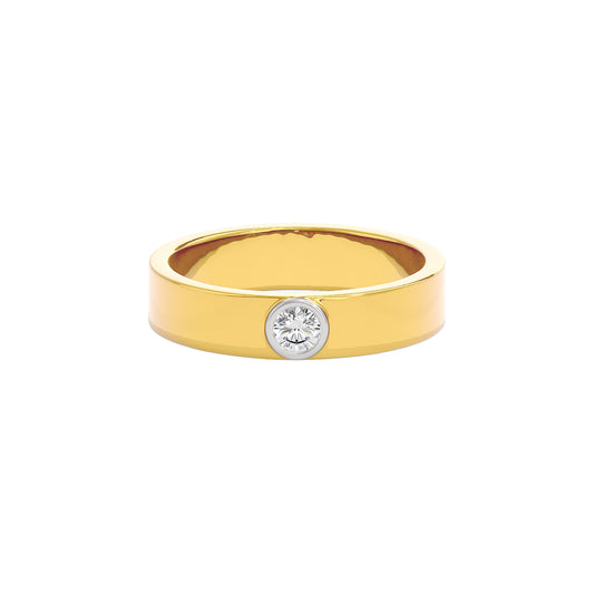 Linear Valve Diamond Mens Ring 18 KT / Yellow Gold / 22