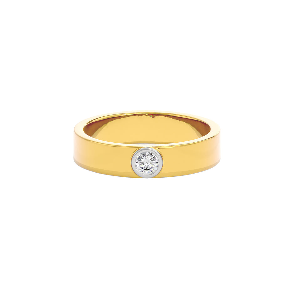 Linear Valve Diamond Mens Ring 18 KT / Yellow Gold / 22