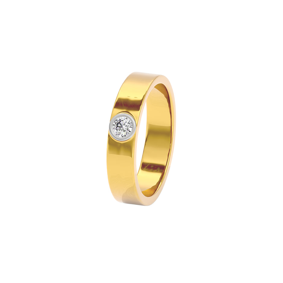 Linear Valve Diamond Mens Ring 18 KT / Yellow Gold / 22
