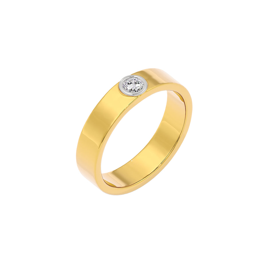 Linear Valve Diamond Mens Ring 18 KT / Yellow Gold / 22
