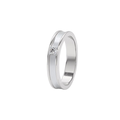The Silver Ridge Diamond Mens Ring 18 KT / White Gold / 22