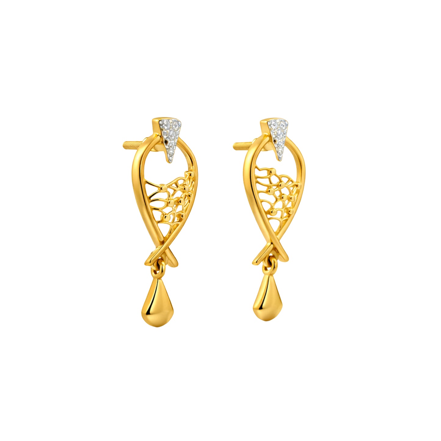 Filigree Teardrop Gold Earrings