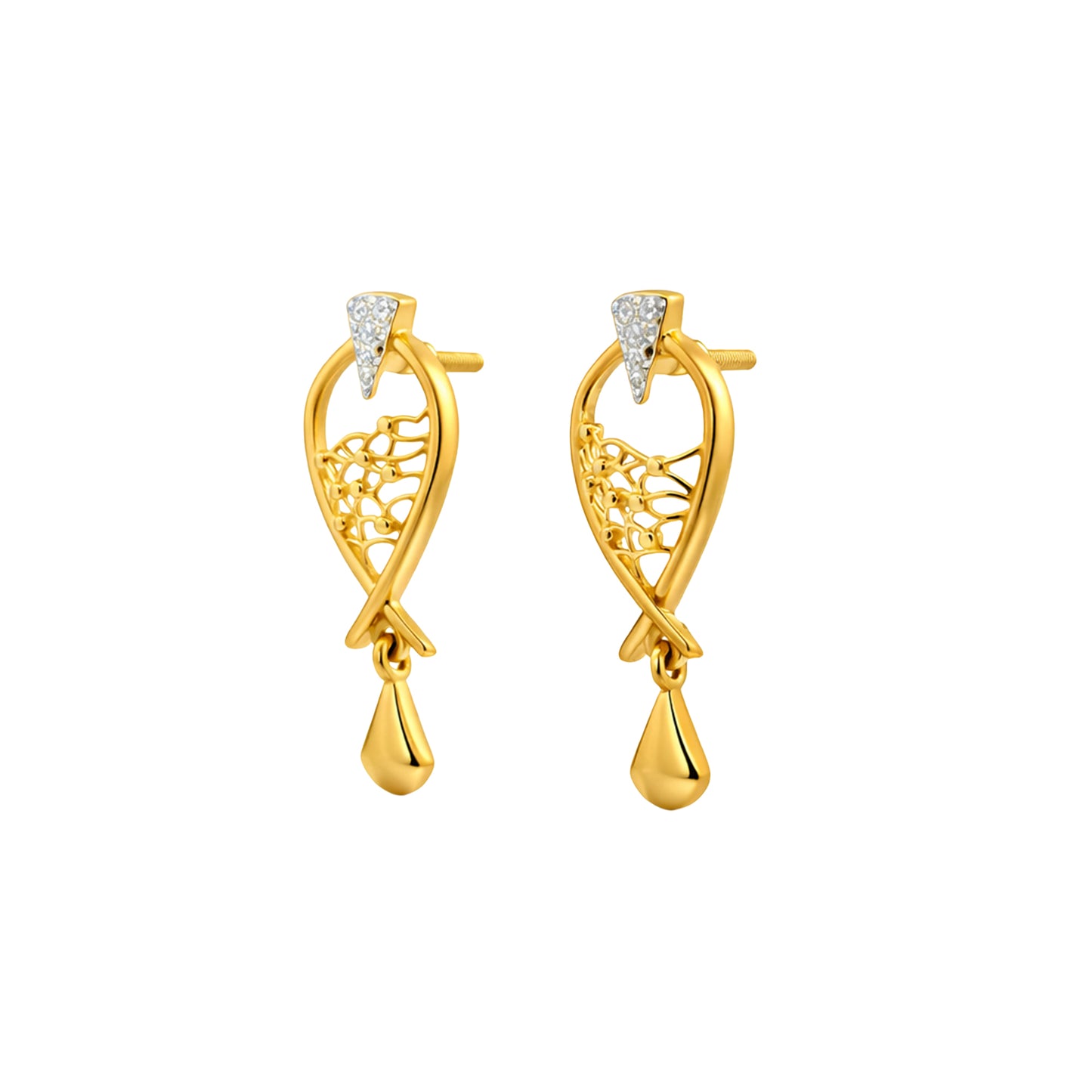 Filigree Teardrop Gold Earrings