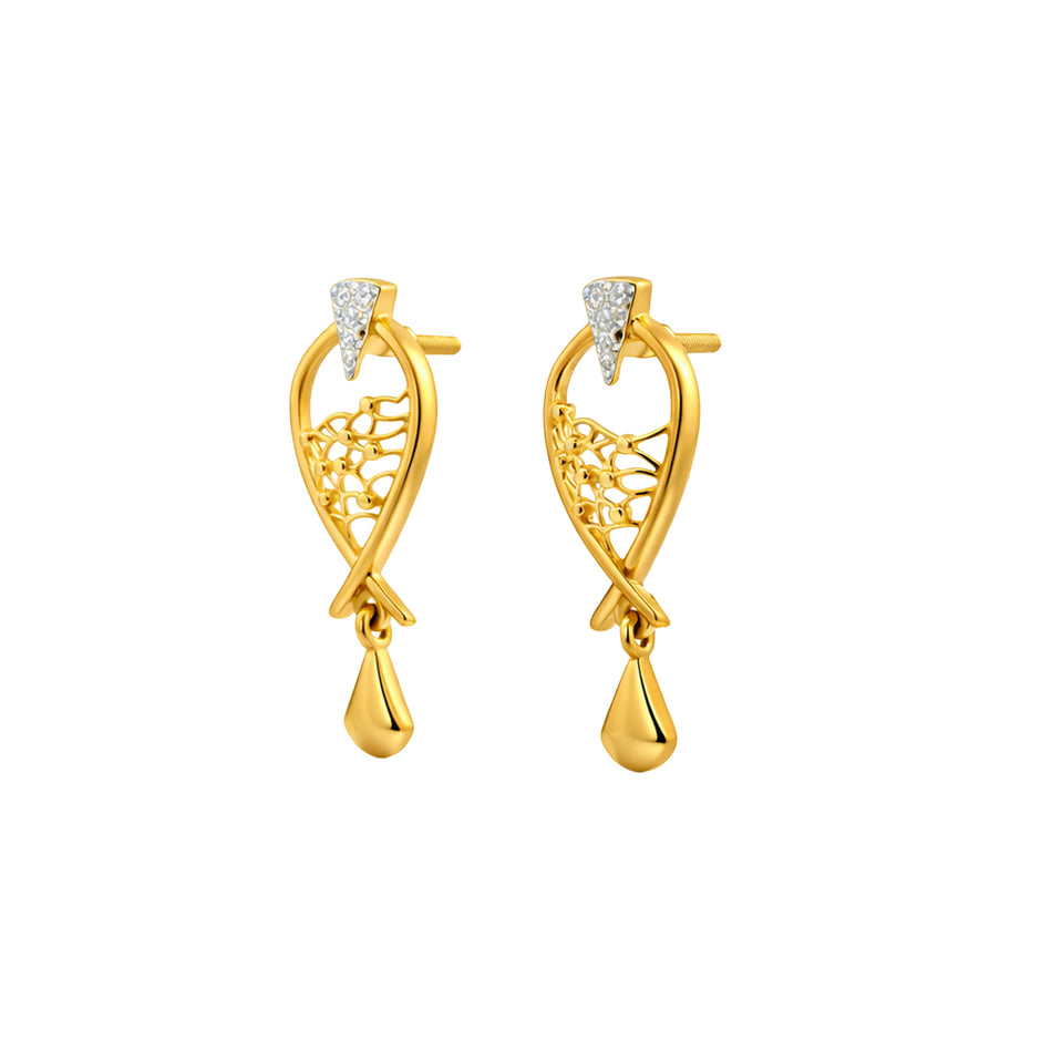 Filigree Teardrop Gold Earrings