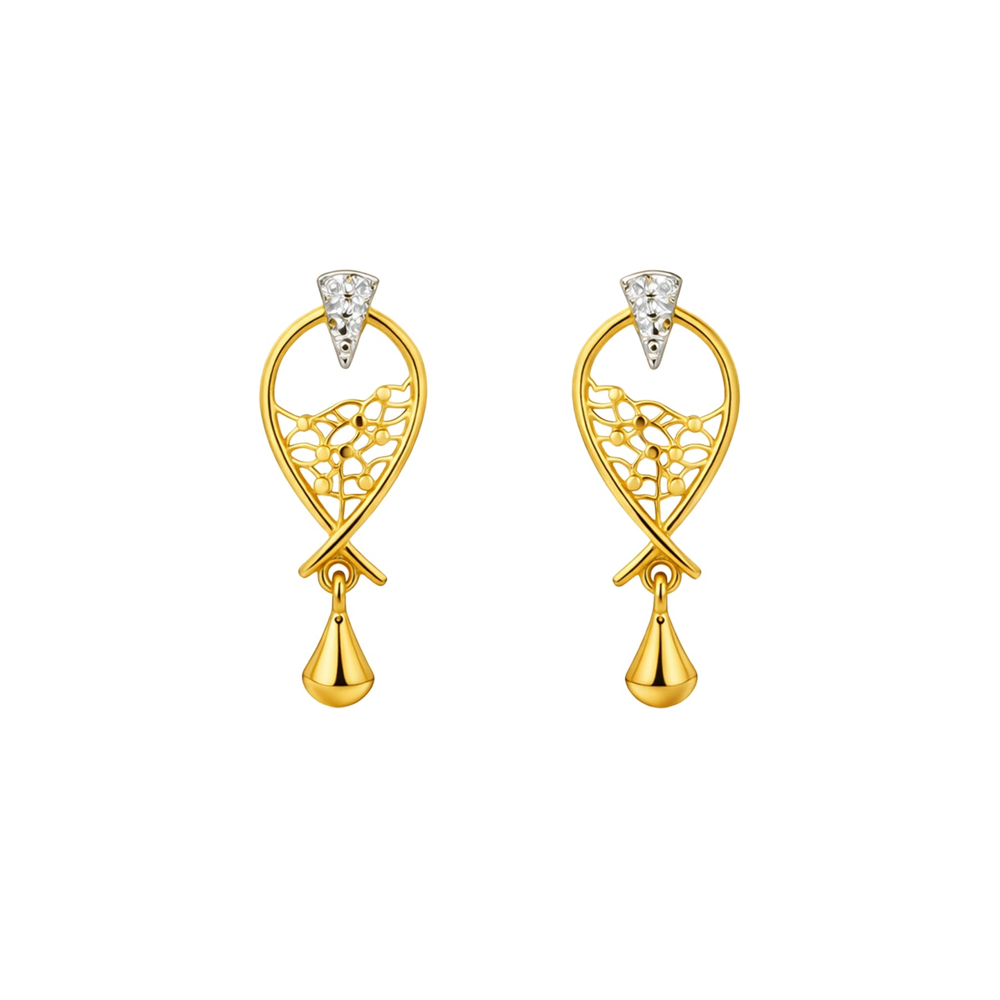 Filigree Teardrop Gold Earrings