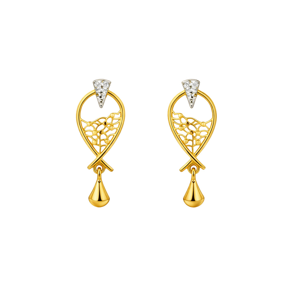 Filigree Teardrop Gold Earrings