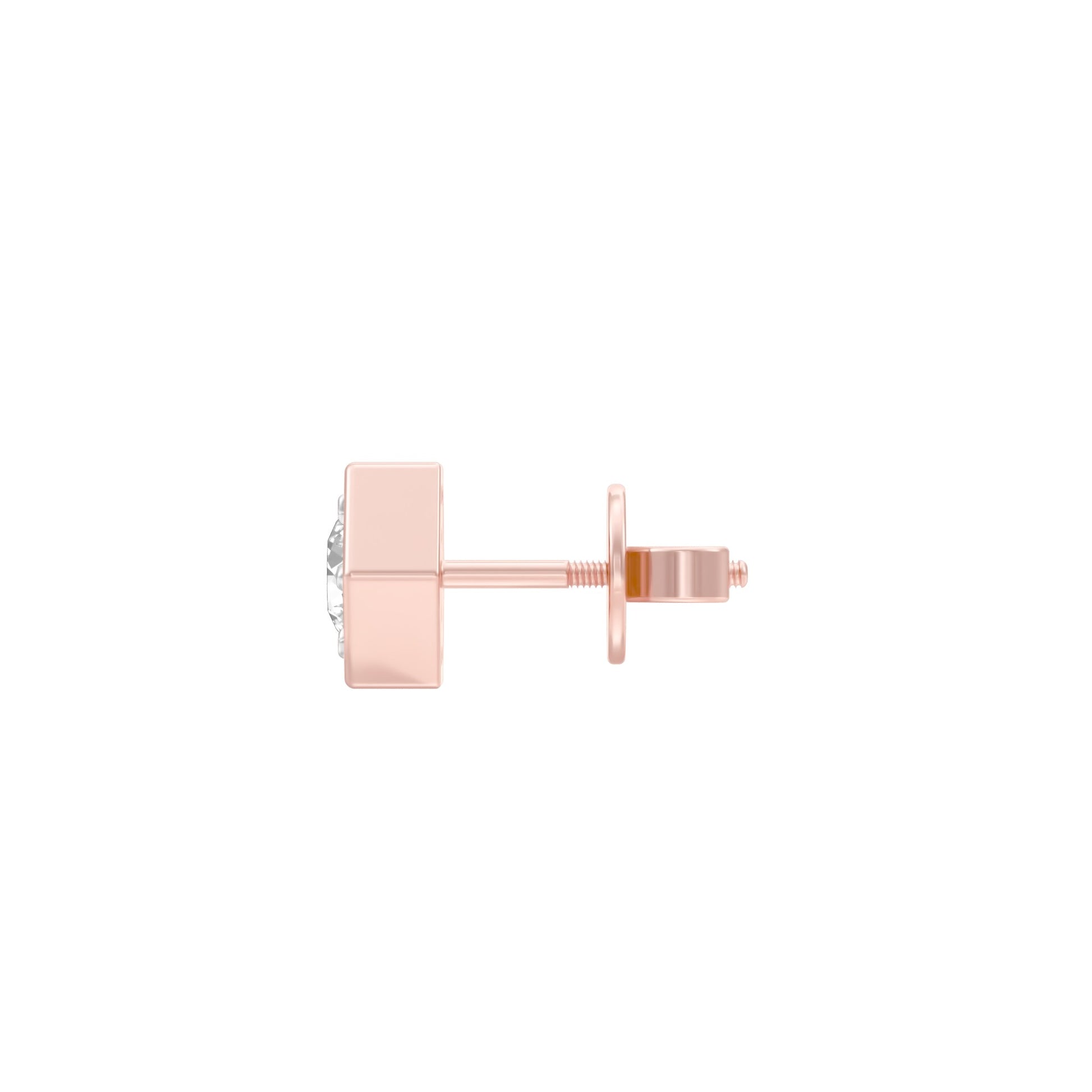 50 Cents Hexadic Solitaire Diamond Men's Ear Stud 18 KT / Rose Gold