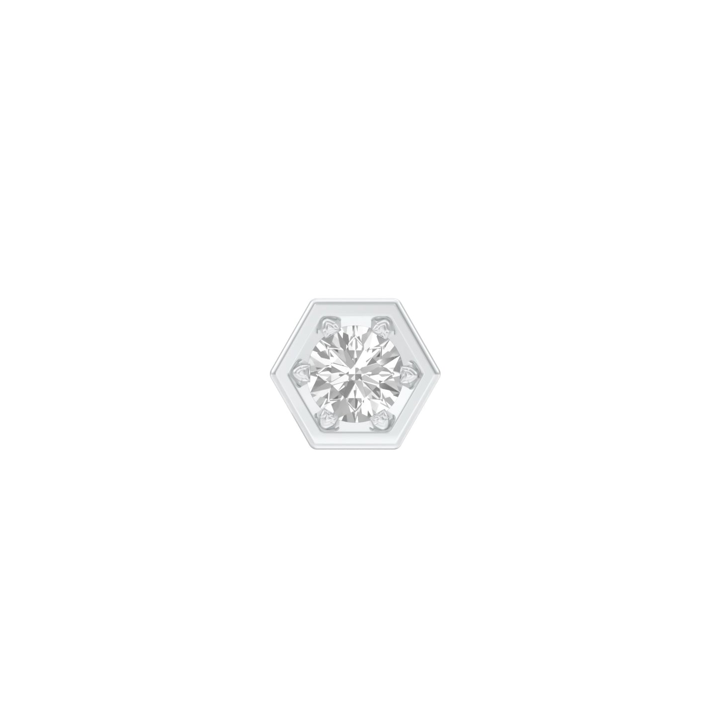 50 Cents Hexadic Solitaire Diamond Men's Ear Stud 18 KT / White Gold