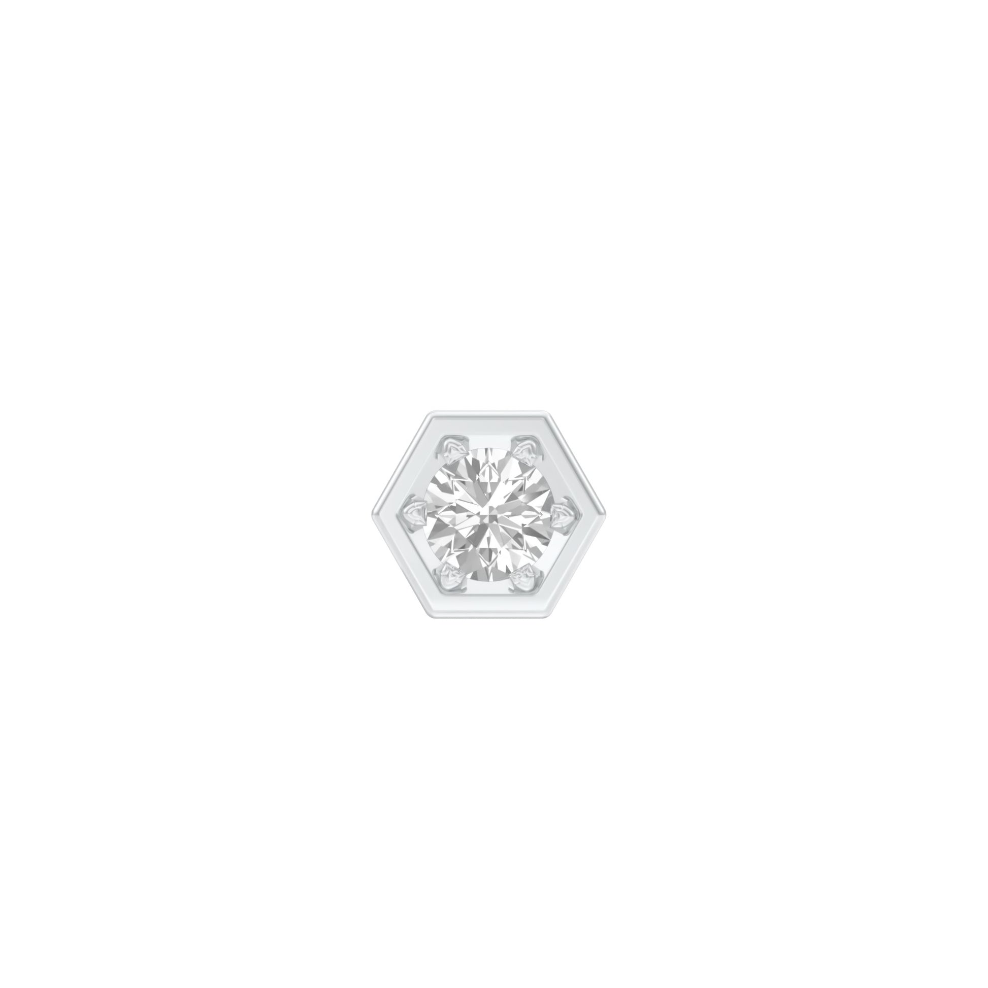 50 Cents Hexadic Solitaire Diamond Men's Ear Stud 18 KT / White Gold