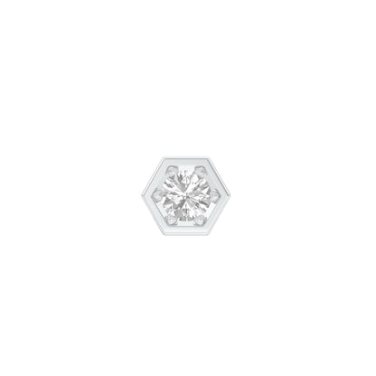 50 Cents Hexadic Solitaire Diamond Men's Ear Stud 18 KT / White Gold