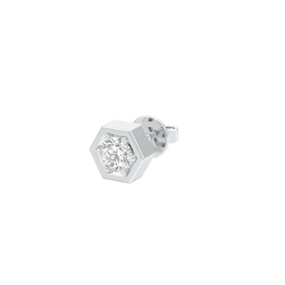 50 Cents Hexadic Solitaire Diamond Men's Ear Stud 18 KT / White Gold